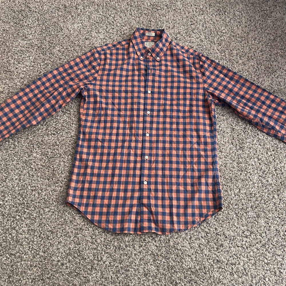 J. Crew Orange/Blue Button Down